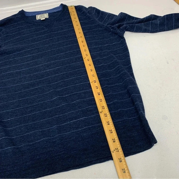 Jos A Bank Sweater Men XL Long Sleeve Blue Stripe Cotton Stretch Crew Neck - Picture 5 of 10